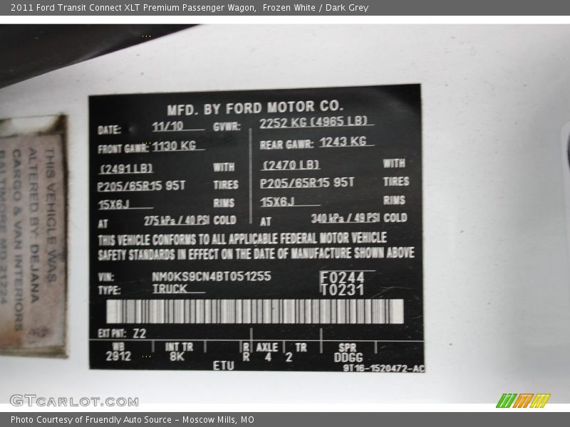 Frozen White / Dark Grey 2011 Ford Transit Connect XLT Premium Passenger Wagon