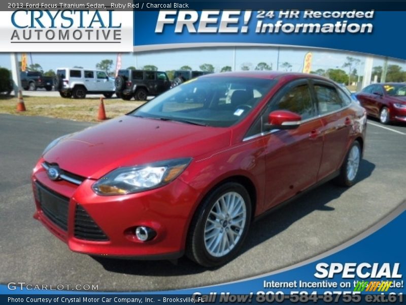 Ruby Red / Charcoal Black 2013 Ford Focus Titanium Sedan