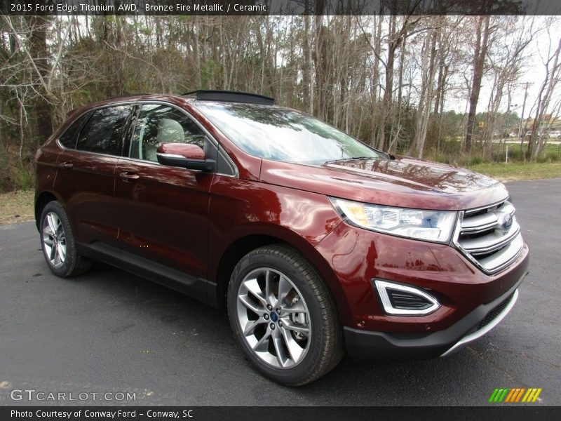 Bronze Fire Metallic / Ceramic 2015 Ford Edge Titanium AWD