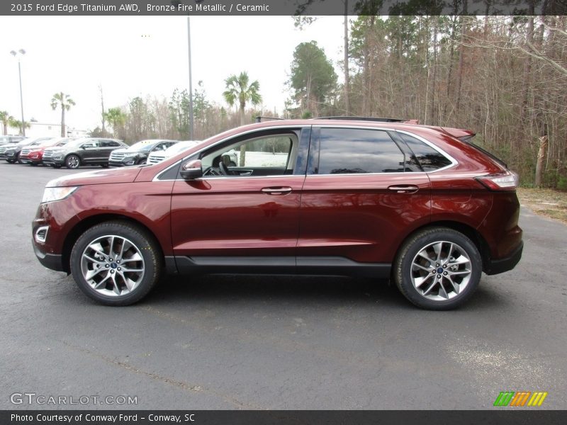 Bronze Fire Metallic / Ceramic 2015 Ford Edge Titanium AWD