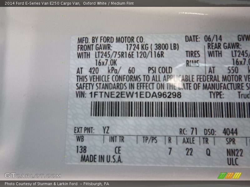 Oxford White / Medium Flint 2014 Ford E-Series Van E250 Cargo Van