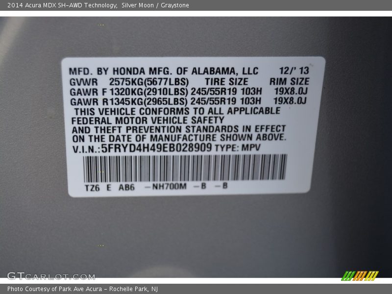 Silver Moon / Graystone 2014 Acura MDX SH-AWD Technology