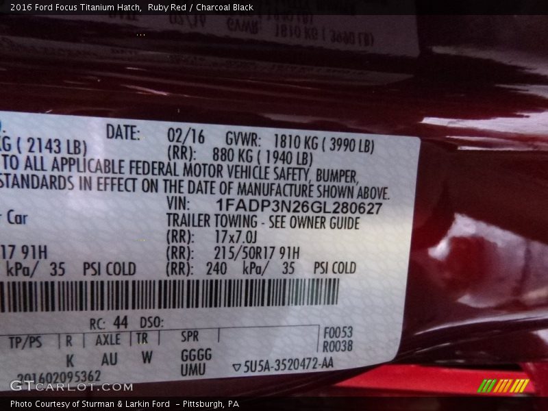Ruby Red / Charcoal Black 2016 Ford Focus Titanium Hatch