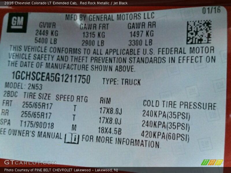 Red Rock Metallic / Jet Black 2016 Chevrolet Colorado LT Extended Cab