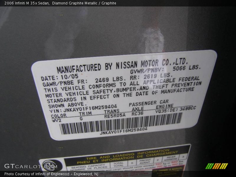 Diamond Graphite Metallic / Graphite 2006 Infiniti M 35x Sedan