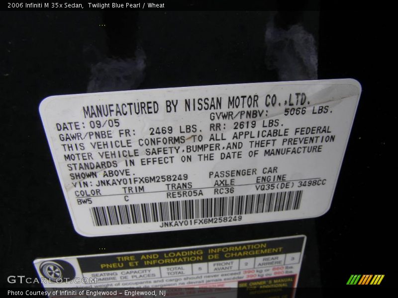 Twilight Blue Pearl / Wheat 2006 Infiniti M 35x Sedan