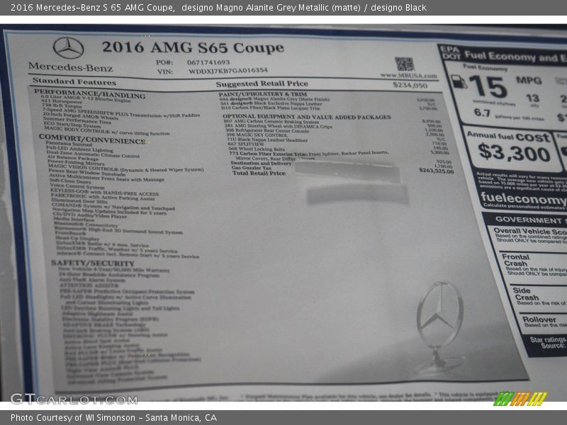 designo Magno Alanite Grey Metallic (matte) / designo Black 2016 Mercedes-Benz S 65 AMG Coupe