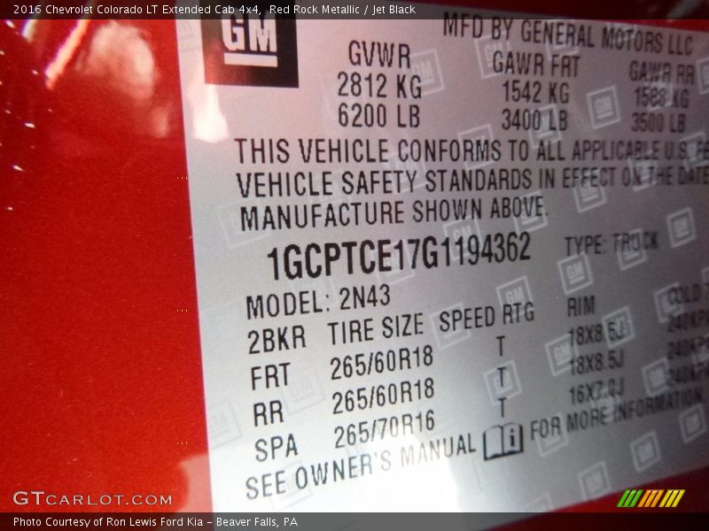 Red Rock Metallic / Jet Black 2016 Chevrolet Colorado LT Extended Cab 4x4