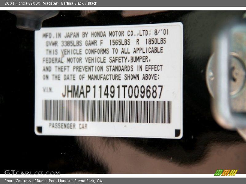 Berlina Black / Black 2001 Honda S2000 Roadster