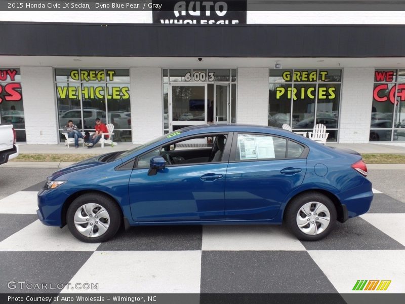 Dyno Blue Pearl / Gray 2015 Honda Civic LX Sedan