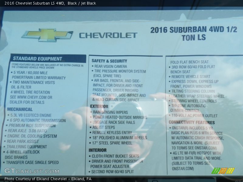 Black / Jet Black 2016 Chevrolet Suburban LS 4WD