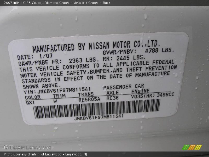 Diamond Graphite Metallic / Graphite Black 2007 Infiniti G 35 Coupe