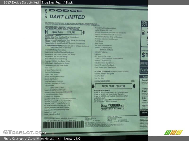  2015 Dart Limited Window Sticker