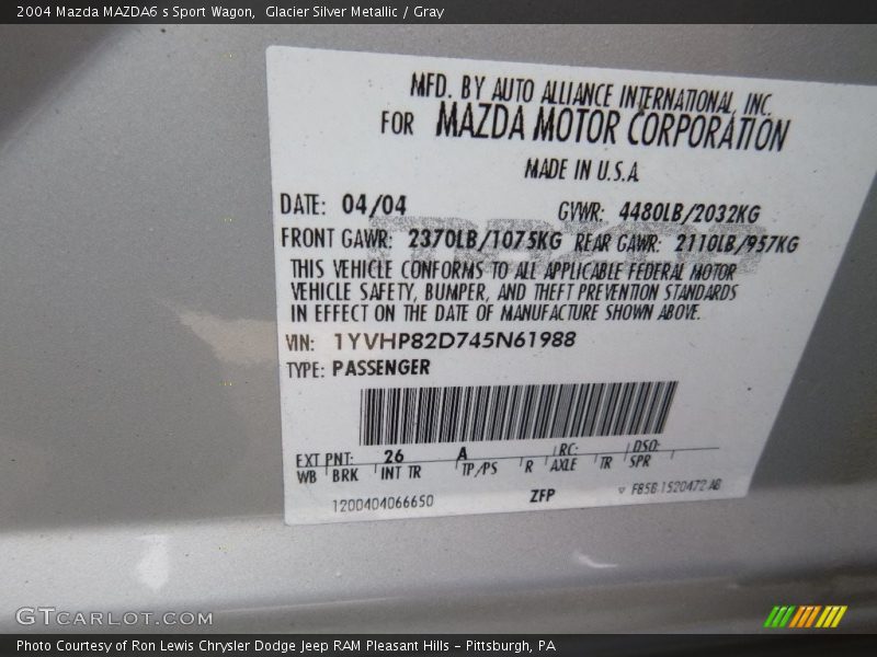 Glacier Silver Metallic / Gray 2004 Mazda MAZDA6 s Sport Wagon