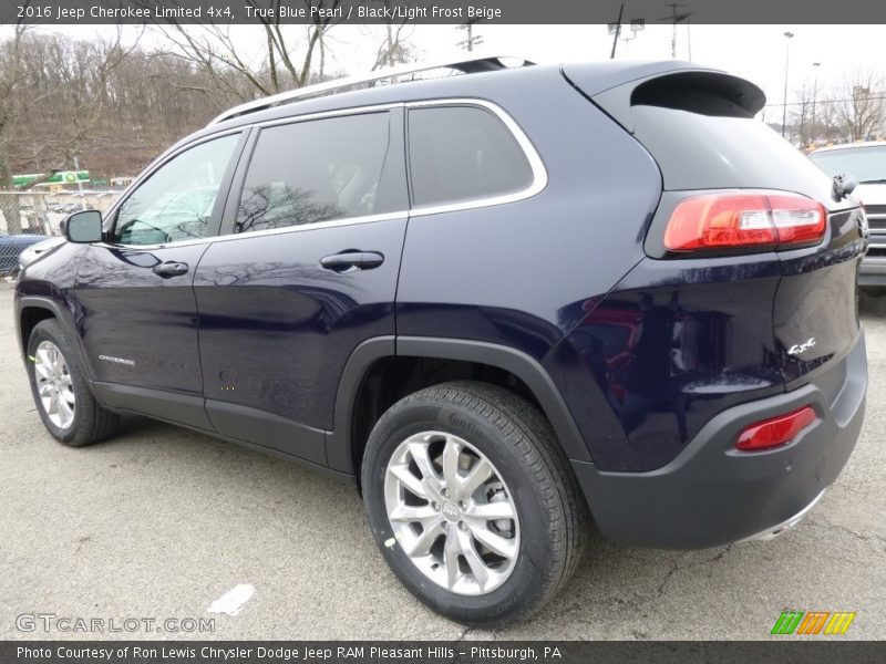 True Blue Pearl / Black/Light Frost Beige 2016 Jeep Cherokee Limited 4x4