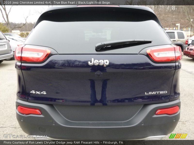 True Blue Pearl / Black/Light Frost Beige 2016 Jeep Cherokee Limited 4x4