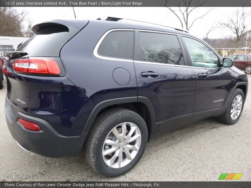 True Blue Pearl / Black/Light Frost Beige 2016 Jeep Cherokee Limited 4x4