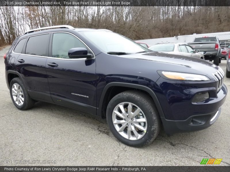 True Blue Pearl / Black/Light Frost Beige 2016 Jeep Cherokee Limited 4x4