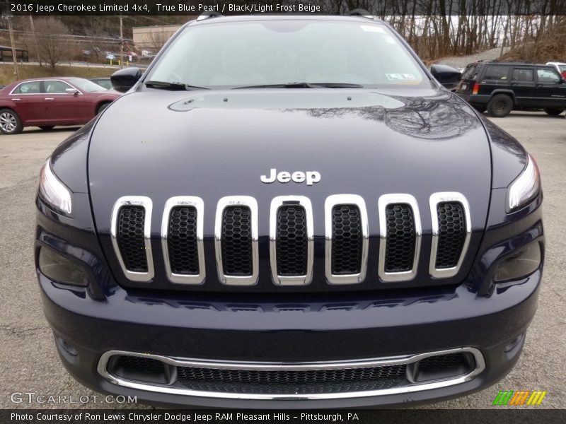 True Blue Pearl / Black/Light Frost Beige 2016 Jeep Cherokee Limited 4x4