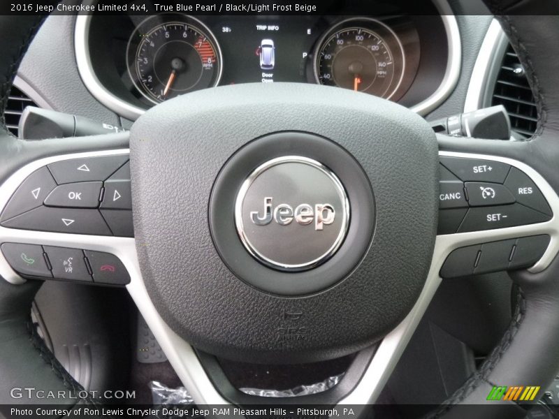 True Blue Pearl / Black/Light Frost Beige 2016 Jeep Cherokee Limited 4x4