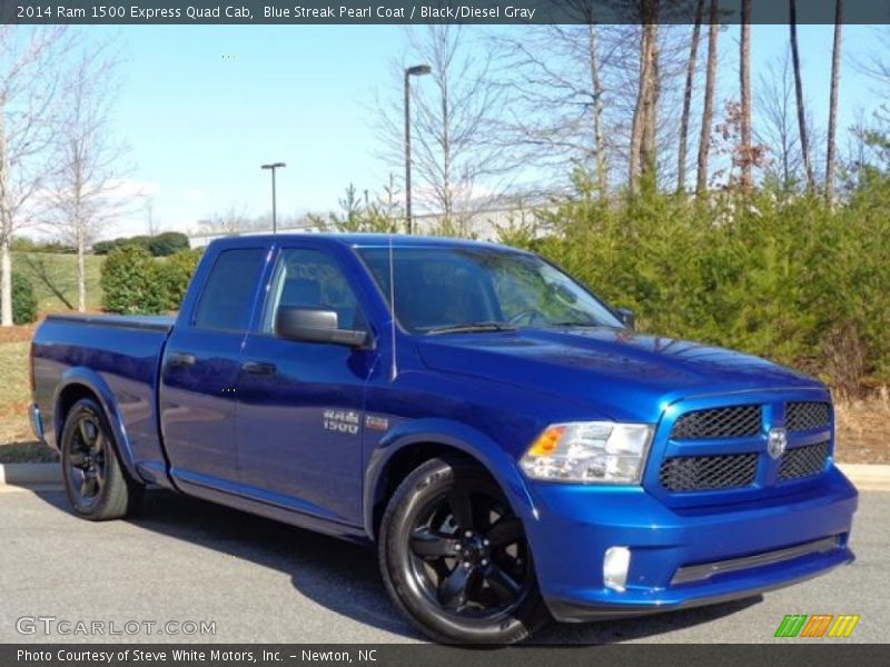 Blue Streak Pearl Coat / Black/Diesel Gray 2014 Ram 1500 Express Quad Cab