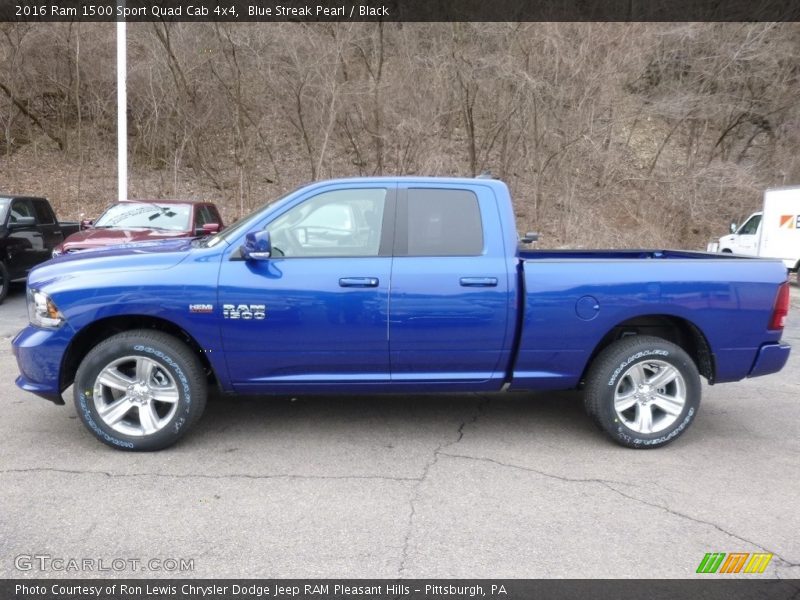 Blue Streak Pearl / Black 2016 Ram 1500 Sport Quad Cab 4x4