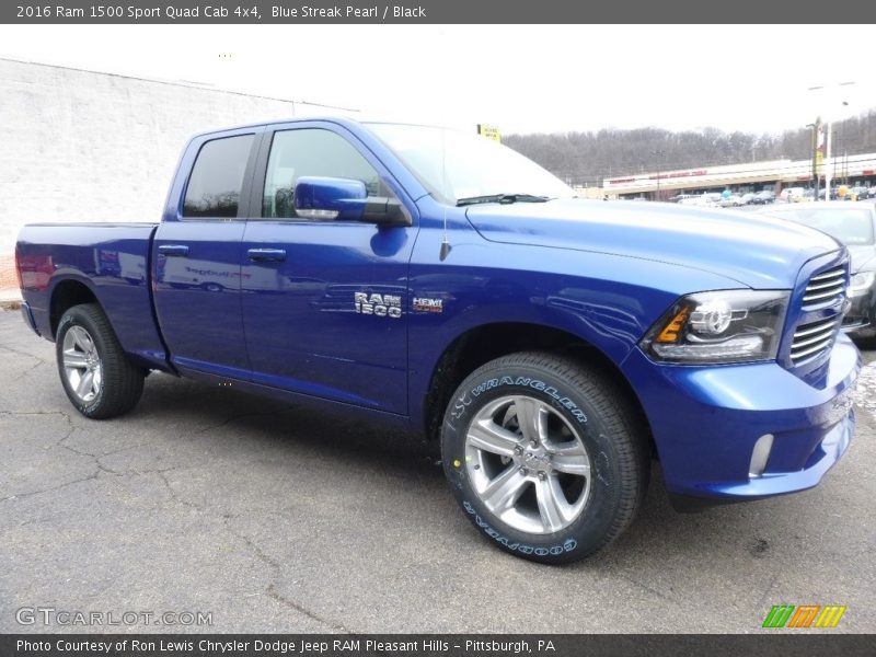 Blue Streak Pearl / Black 2016 Ram 1500 Sport Quad Cab 4x4