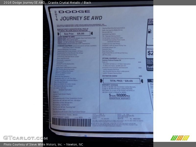 Granite Crystal Metallic / Black 2016 Dodge Journey SE AWD