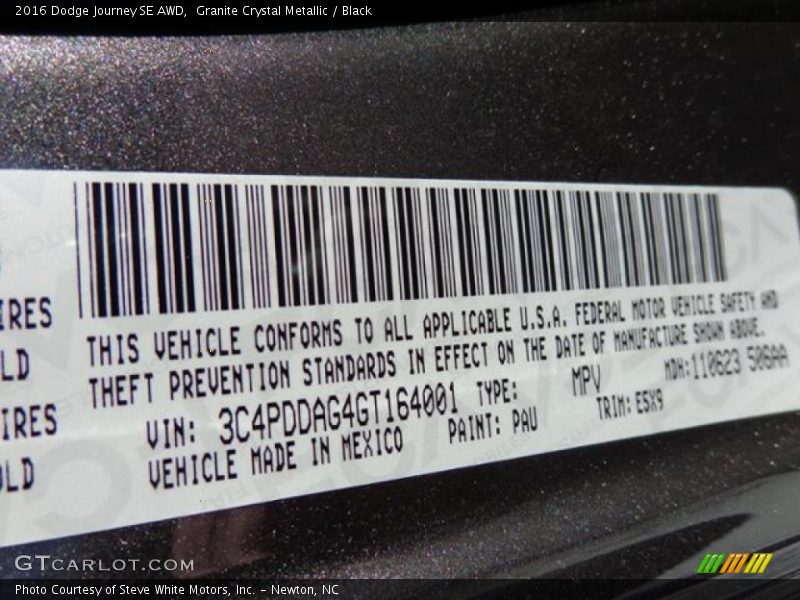 Granite Crystal Metallic / Black 2016 Dodge Journey SE AWD