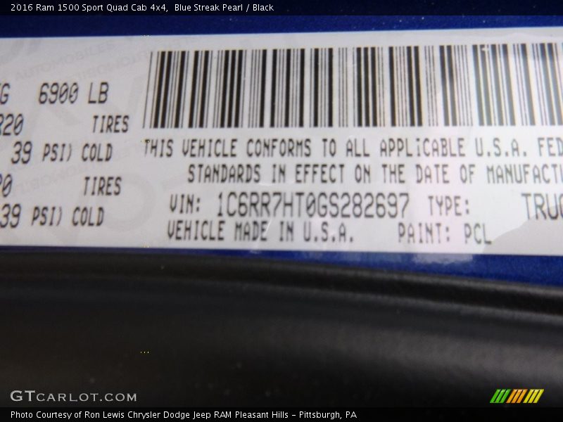 Blue Streak Pearl / Black 2016 Ram 1500 Sport Quad Cab 4x4