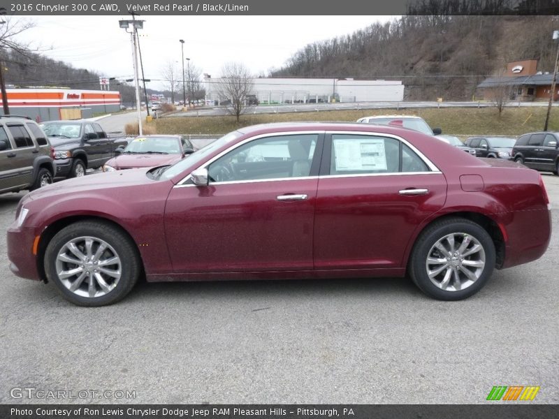 Velvet Red Pearl / Black/Linen 2016 Chrysler 300 C AWD