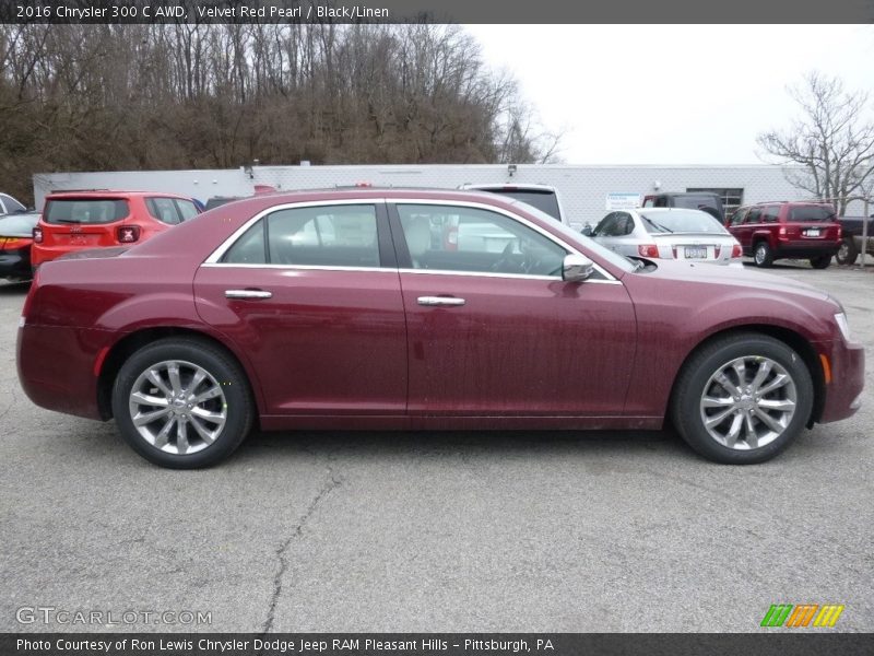 Velvet Red Pearl / Black/Linen 2016 Chrysler 300 C AWD