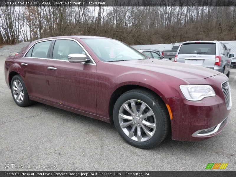Velvet Red Pearl / Black/Linen 2016 Chrysler 300 C AWD