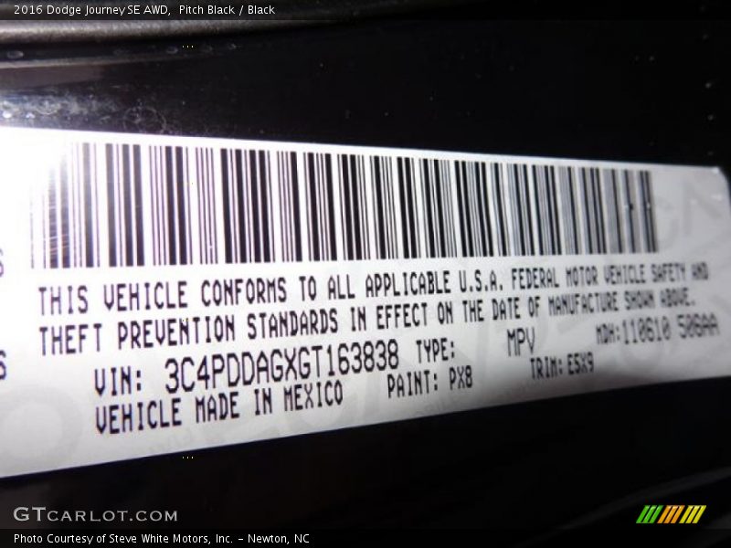 Pitch Black / Black 2016 Dodge Journey SE AWD