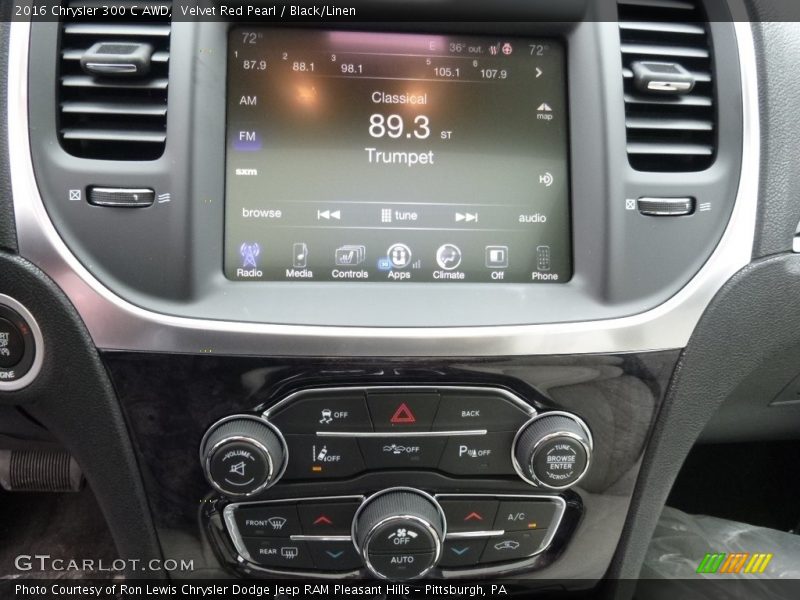 Velvet Red Pearl / Black/Linen 2016 Chrysler 300 C AWD