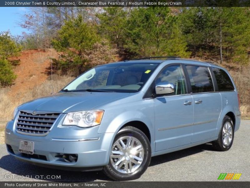 Clearwater Blue Pearlcoat / Medium Pebble Beige/Cream 2008 Chrysler Town & Country Limited