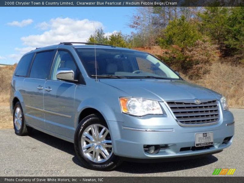 Clearwater Blue Pearlcoat / Medium Pebble Beige/Cream 2008 Chrysler Town & Country Limited