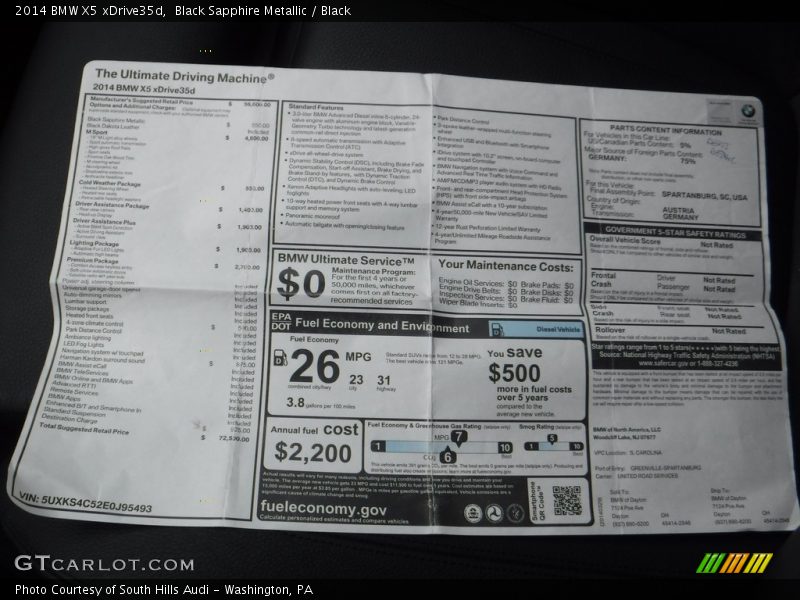 Black Sapphire Metallic / Black 2014 BMW X5 xDrive35d