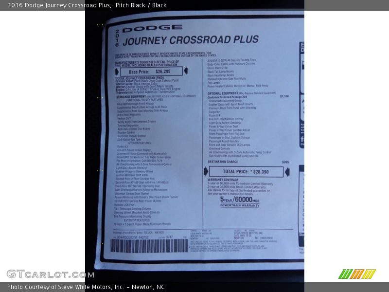 Pitch Black / Black 2016 Dodge Journey Crossroad Plus