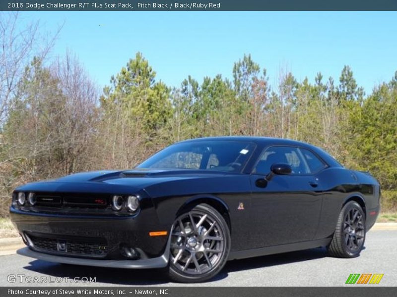 Pitch Black / Black/Ruby Red 2016 Dodge Challenger R/T Plus Scat Pack