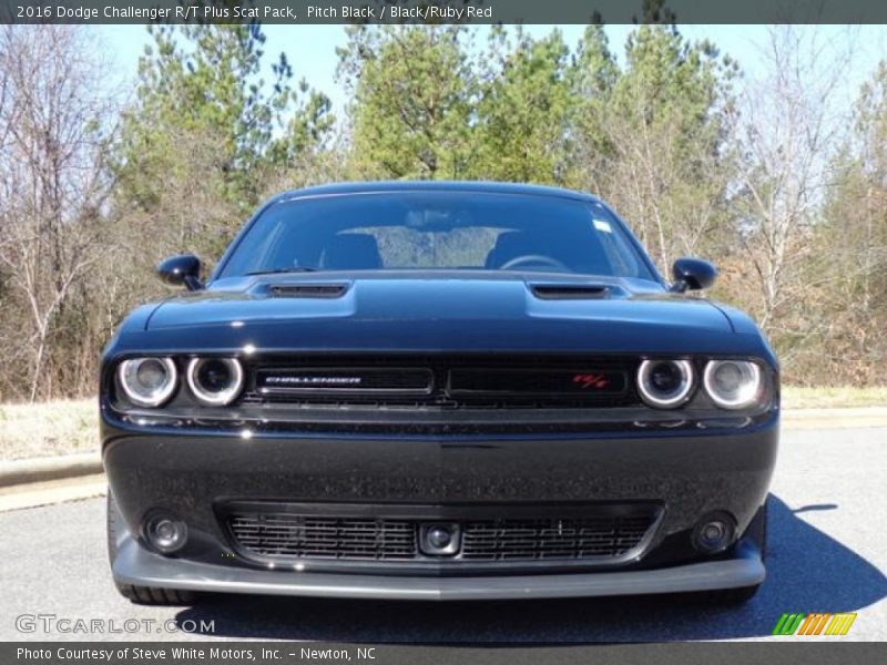 Pitch Black / Black/Ruby Red 2016 Dodge Challenger R/T Plus Scat Pack