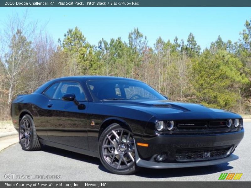 Pitch Black / Black/Ruby Red 2016 Dodge Challenger R/T Plus Scat Pack