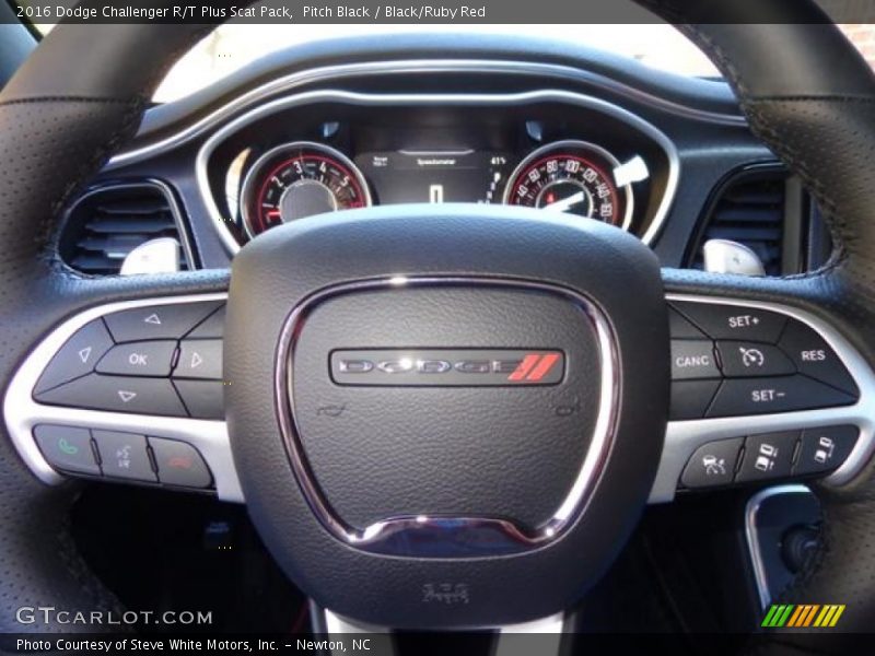 Pitch Black / Black/Ruby Red 2016 Dodge Challenger R/T Plus Scat Pack