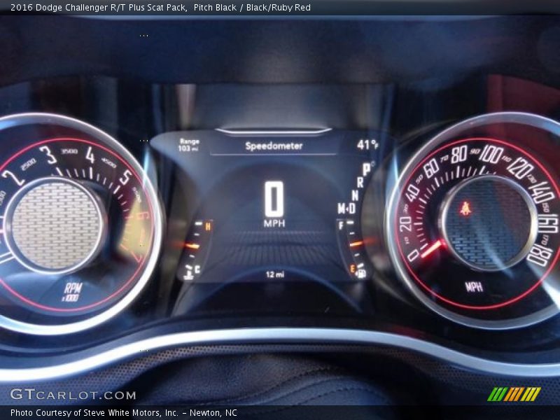 Pitch Black / Black/Ruby Red 2016 Dodge Challenger R/T Plus Scat Pack