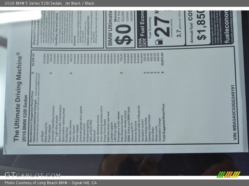 Jet Black / Black 2016 BMW 5 Series 528i Sedan
