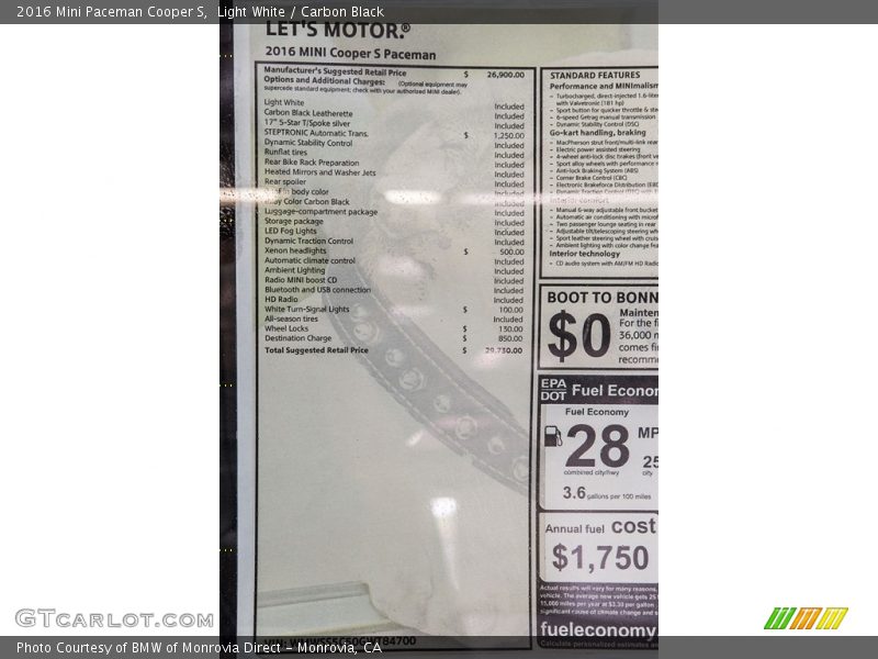 Light White / Carbon Black 2016 Mini Paceman Cooper S