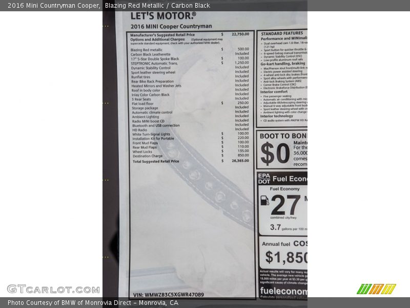 Blazing Red Metallic / Carbon Black 2016 Mini Countryman Cooper