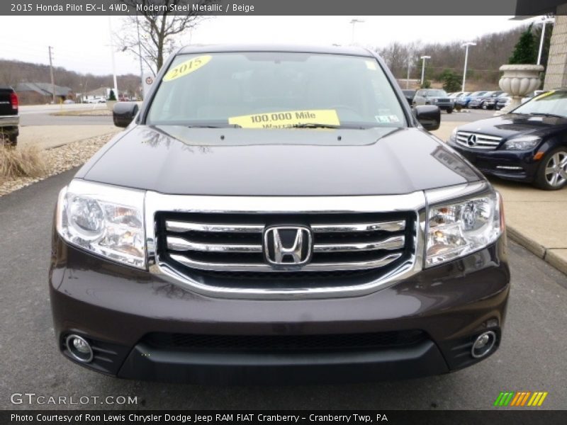 Modern Steel Metallic / Beige 2015 Honda Pilot EX-L 4WD