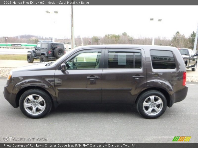 Modern Steel Metallic / Beige 2015 Honda Pilot EX-L 4WD