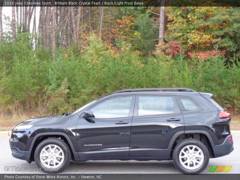 Brilliant Black Crystal Pearl / Black/Light Frost Beige 2016 Jeep Cherokee Sport